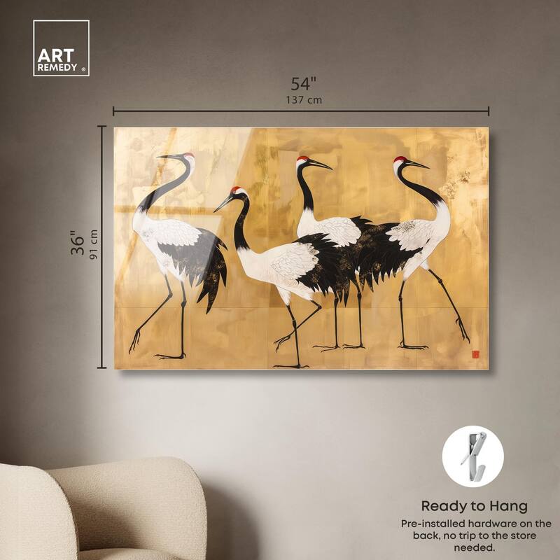 Birds of Gold Acrylic by Art Remedy, Ready to Hang