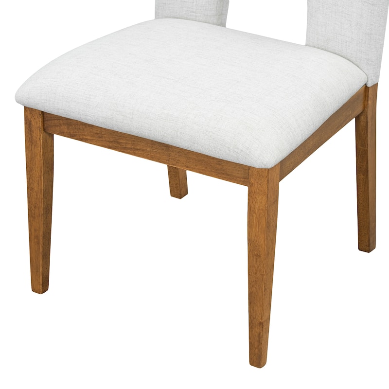 5 Piece Functional Dining Set, Wood Extendable Round Dining Table Set with Removable Leaf and 4 Upholstered Chairs