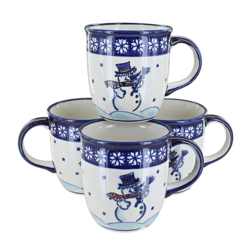 Blue Rose Polish Pottery 1800 Zaklady 4PC Mug Set