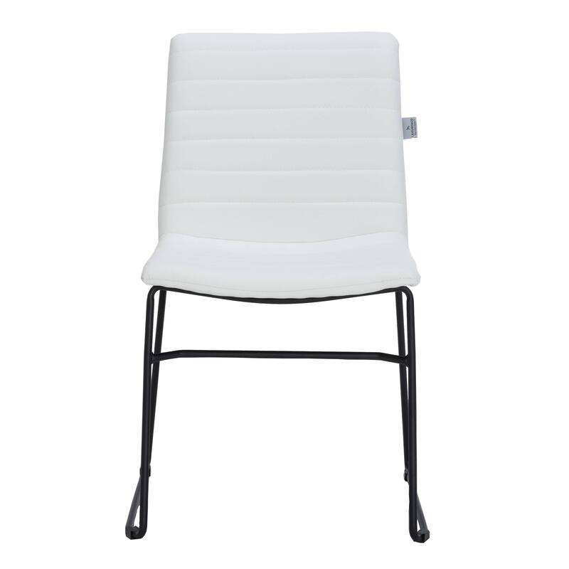 Zylar Modern Leather Guest Chair with Lumbar Support, Stainless Steel Base, High-Density Foam, Floor Protectors, 300 lb Capacity
