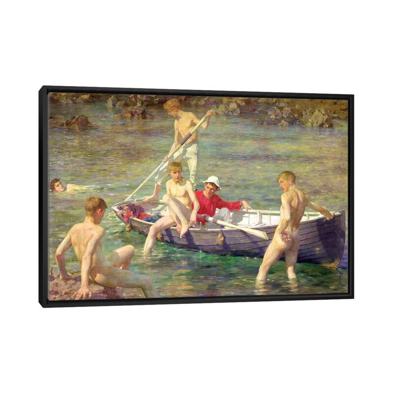 iCanvas "Ruby, Gold, And Malachite" by Henry Scott Tuke Framed Canvas Print - Black - 26x40