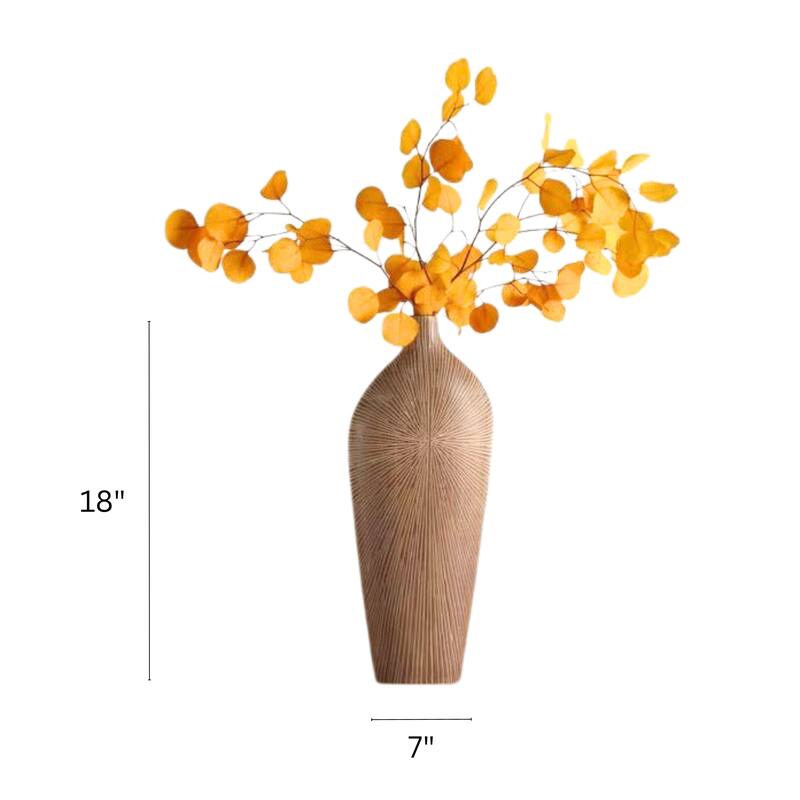 Tan Tall Textured Polyresin Vase for Rustic Modern Home Accent Decor