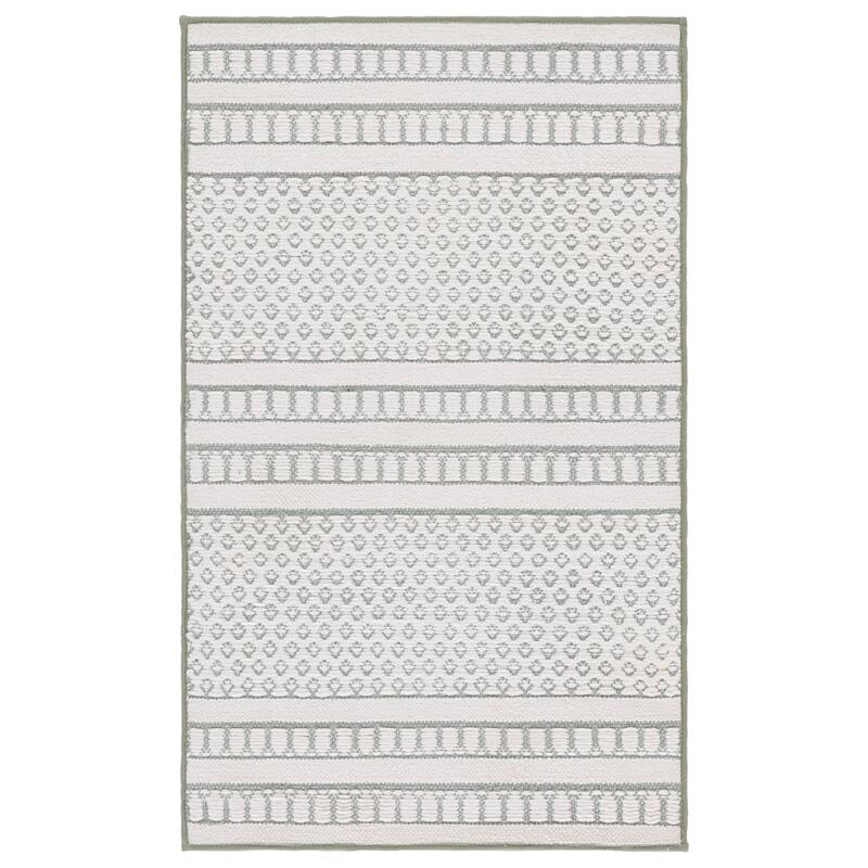 SAFAVIEH Deco Manuelle Machine Washable Cotton Rug - Sage/Ivory - 2'3" x 3'9"