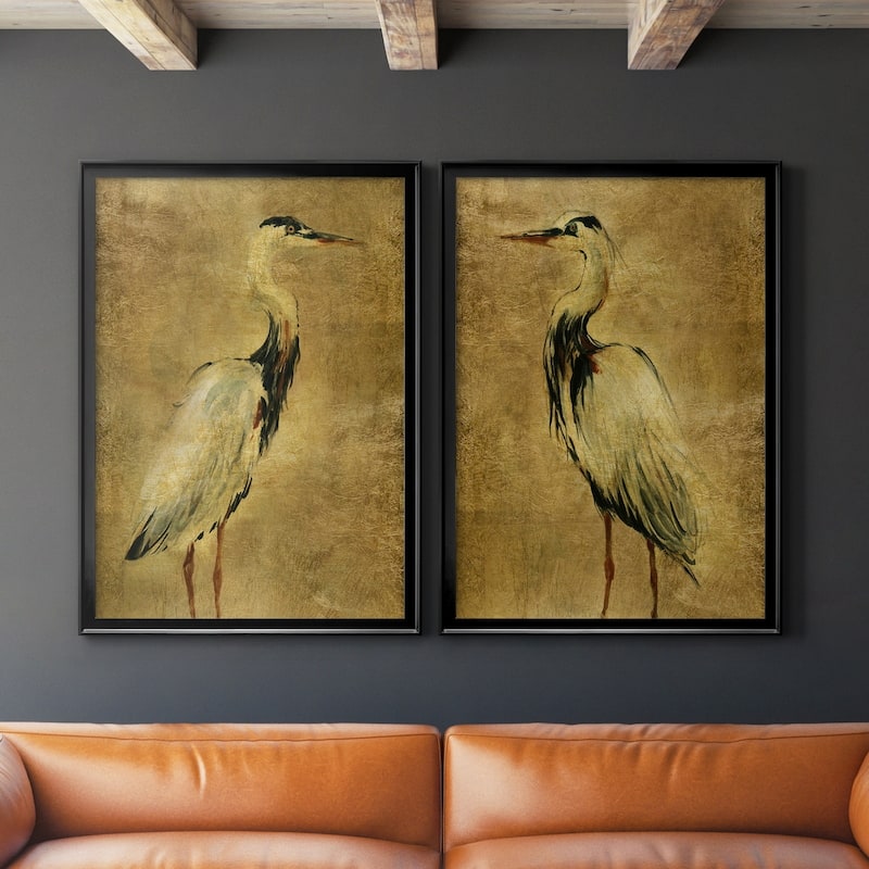 Gold Crane at Dusk I Premium Framed Print - Ready to Hang - Multi-Color