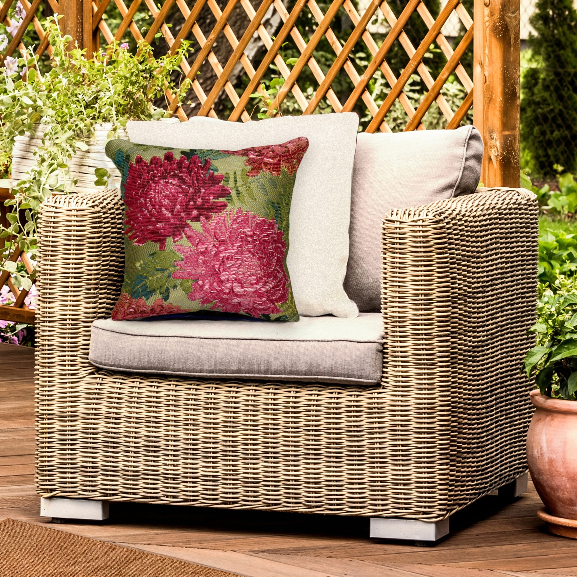 Lush Decor Marina Mums Indoor/Outdoor Pillow