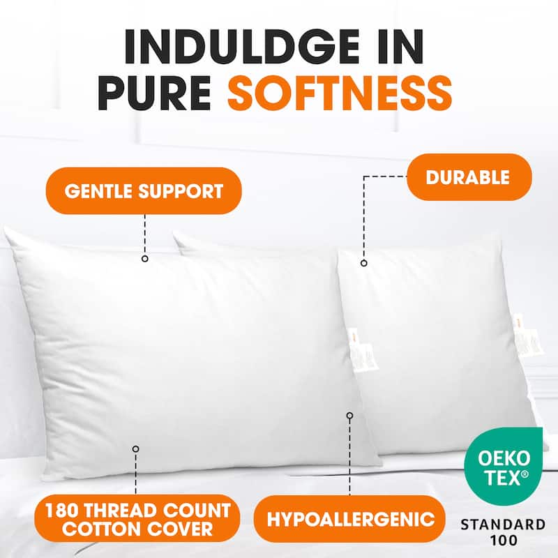 Cheer Collection Hypoallergenic Alternative Down Hollow Fiber Pillow - White
