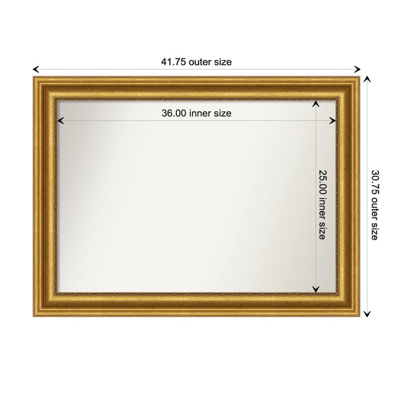 Parlor Gold Framed Non-Beveled Custom Wall Mirror, Bathroom Vanity Mirror - Outer Size: 41.75 x 30.75