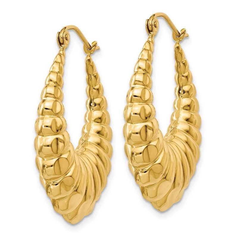 Curata 14k Yellow Gold Polished Scalloped Hoop Earrings 14x6mm