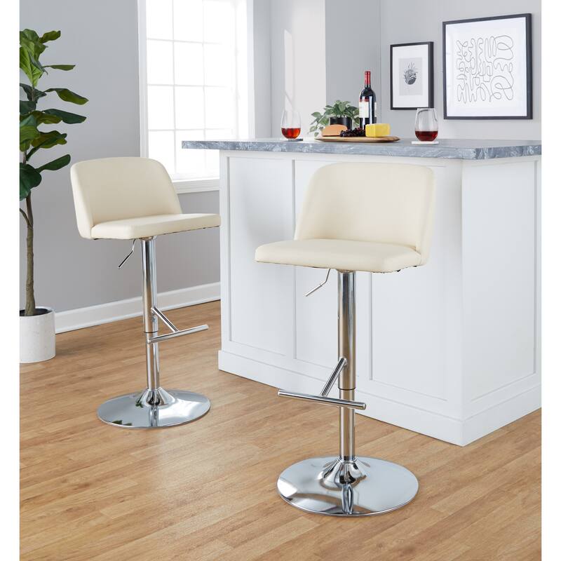 Strick & Bolton Vallberga Adjustable Bar Stool with Straight T Footrest (Set of 2)