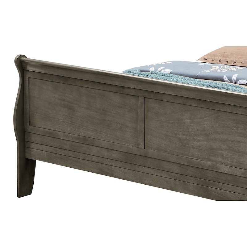 King Sleigh Wooden Bed with High Footboard - 90" - Gray