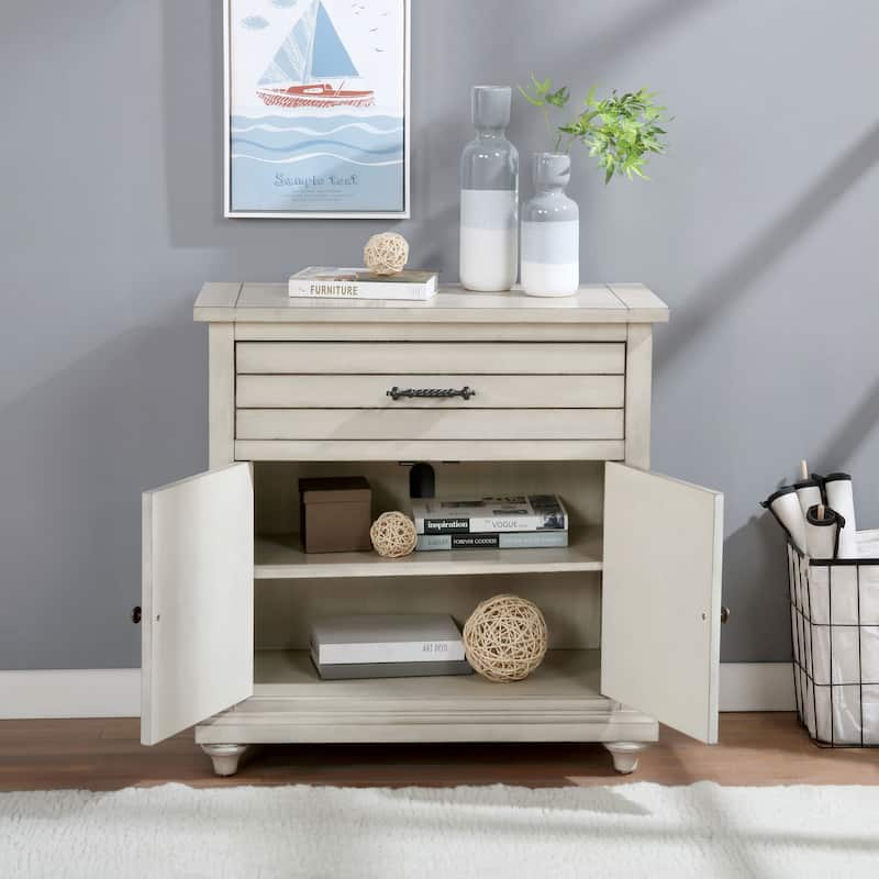 Cruize Transitional Antique White 32-inch Wood 2-Shelf Hallway Cabinet by Furniture of America