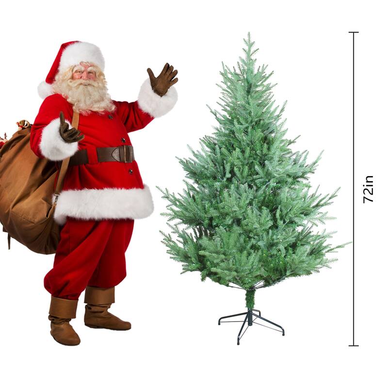 6ft Curved Christmas Tree - 72-Inch Green Christmas Tree Featuring An Irregular Shape, Dense Branches