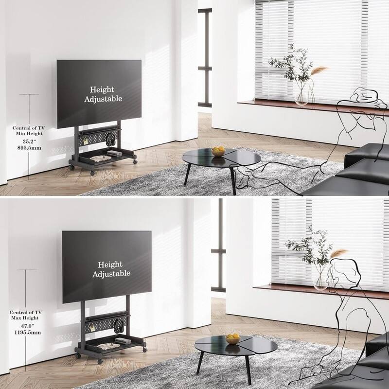 Rolling Floor TV Stand Mount
