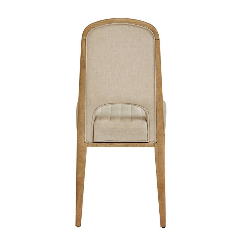 Harstad Wood Finish Cream Fabric Channel Stitching Dining Chair (Set of 2) by iNSPIRE Q Modern