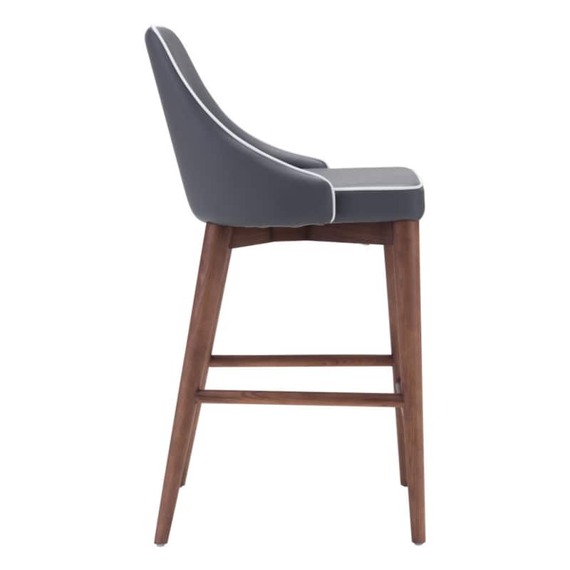 26" Modern Upholstered Counter Height Bar Stool with Solid Wood Frame and Footrest - 18"L x 19.7”W x 37"H