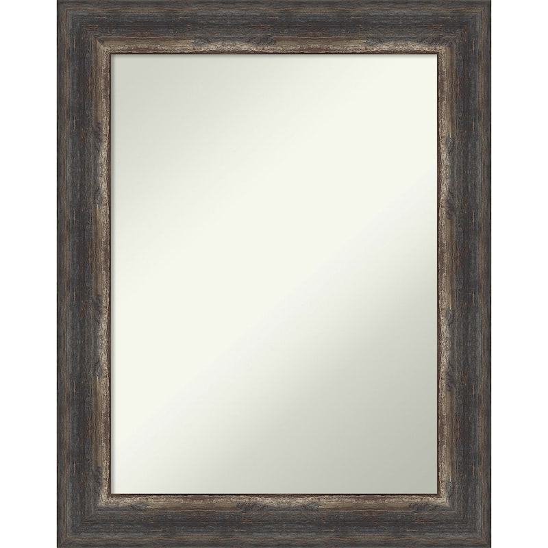 Non-Beveled Bathroom Wall Mirror - Bark Rustic Char Frame