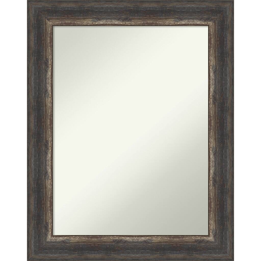 Non-Beveled Bathroom Wall Mirror - Bark Rustic Char Frame