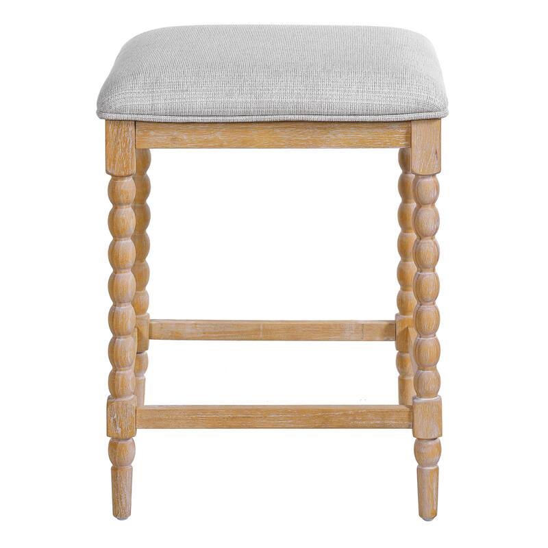 26" Counter Stools,Set of 4 with Upholstered Seat, Solid Acacia wood Frame, Foam-Padded Seat, Open Airy Design for Kitchen