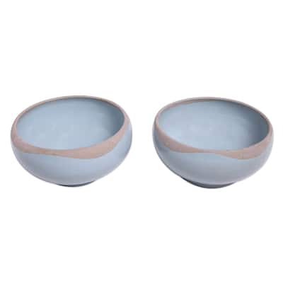 Novica Handmade Blue Bounty Ceramic Serving Bowls (Pair)