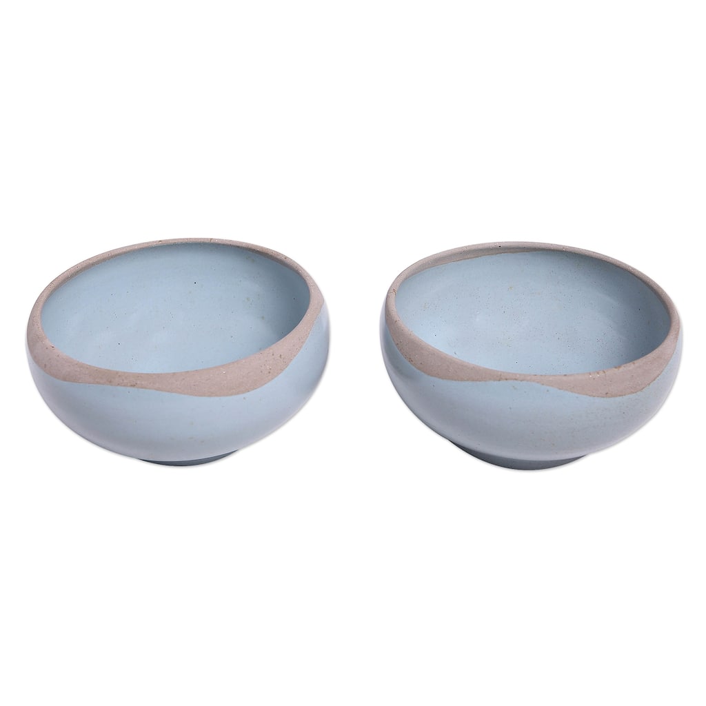 Novica Handmade Blue Bounty Ceramic Serving Bowls (Pair)