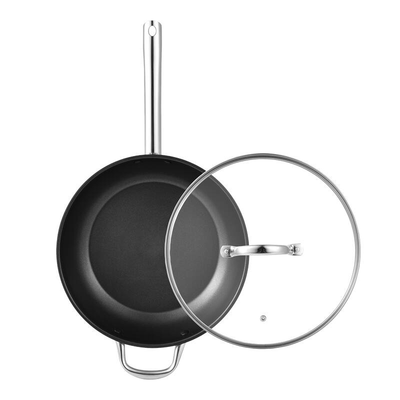 Bergner 12-Inch Non-Stick Stainless Steel Fry Pan with Lid - On Sale
