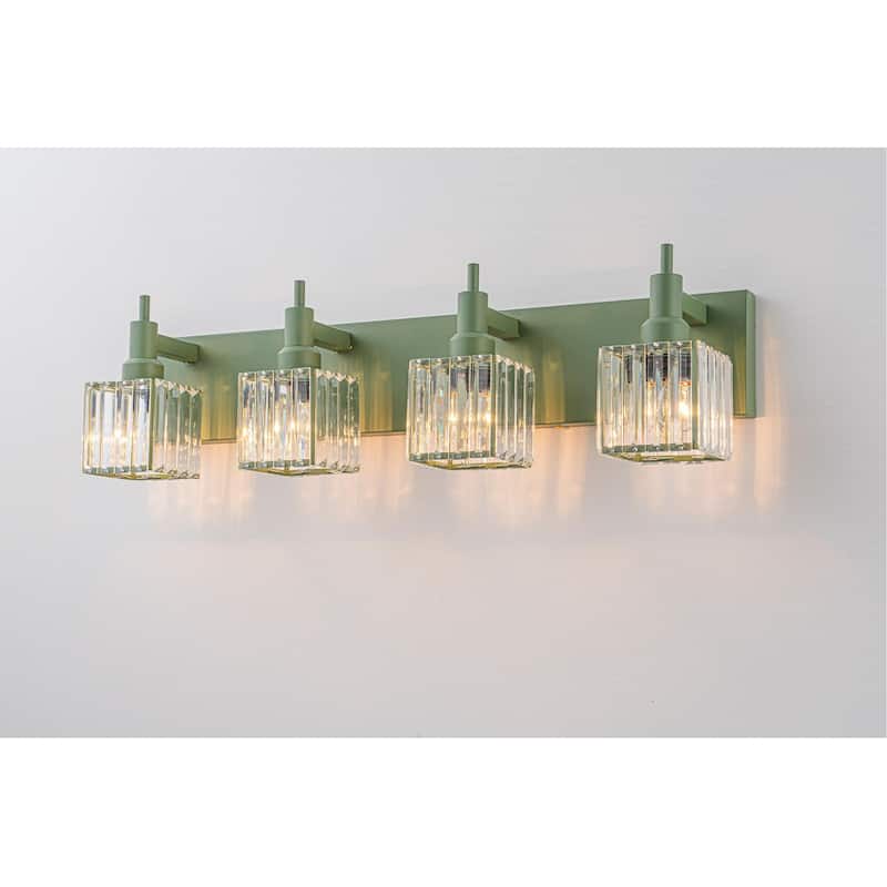 2/3/4-Light Modern Bathroom Crystal Vanity Light Wall Sconces - 27.5 - Green
