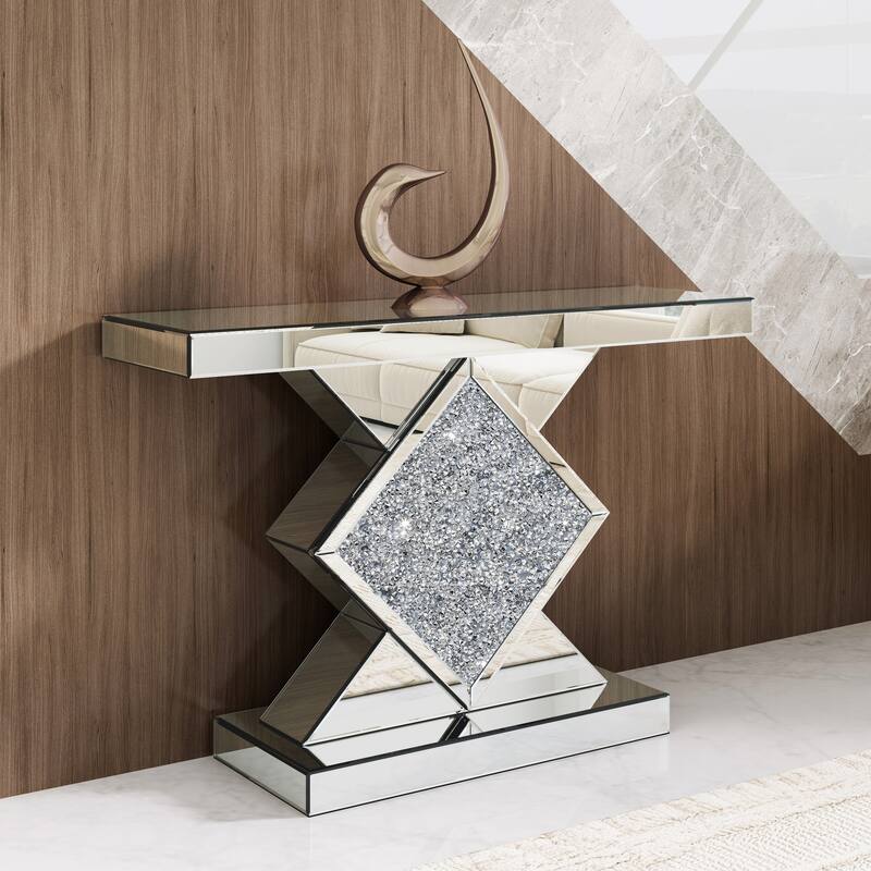 Modern Console Table with Crushed Diamond Inlay