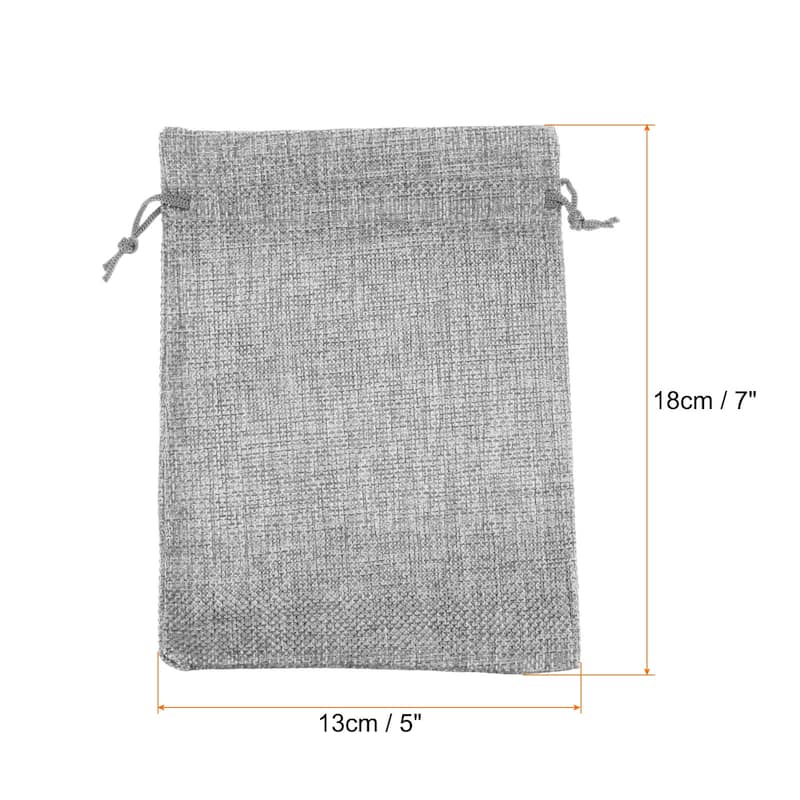 25Pcs Drawstring Burlap Gift Bags 5" x 7" Linen Sack Jewelry Pouches - 5" x 7" - Grey