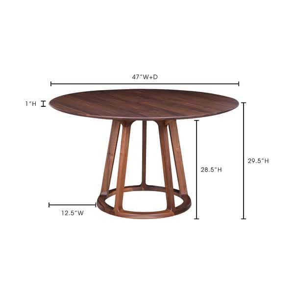 Aurelle Home Round Solid Walnut Mid-Century Dining Table - 47"