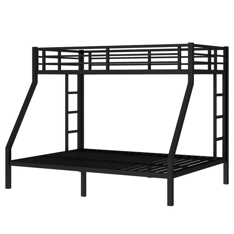 Space-Saving Twin XL over Queen Metal Bunk Bed for Teens and Adults, Noise Reduced, No Box Spring Needed