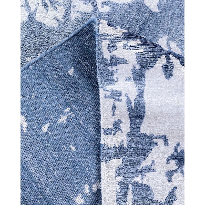 Modern One-of-a-Kind Handmade Area Rug, Blue - 9' 2" x 12' 1"