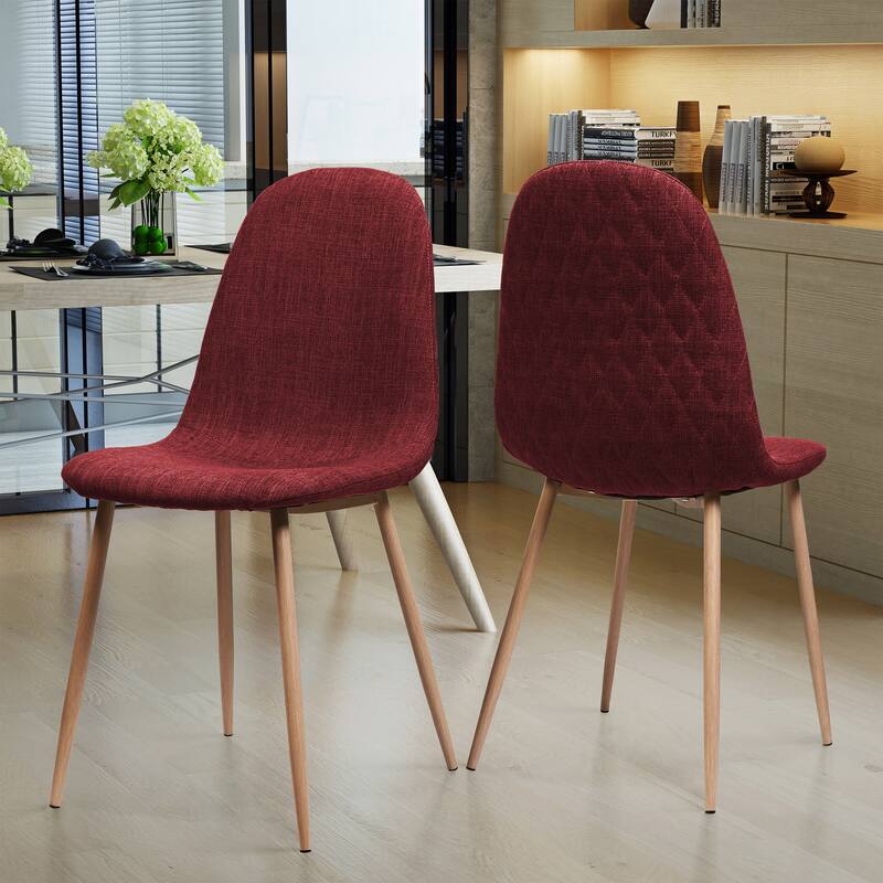 Fabric Dining Chair Set of 2 Round Back Accent Chairs Arc Lounge Chair