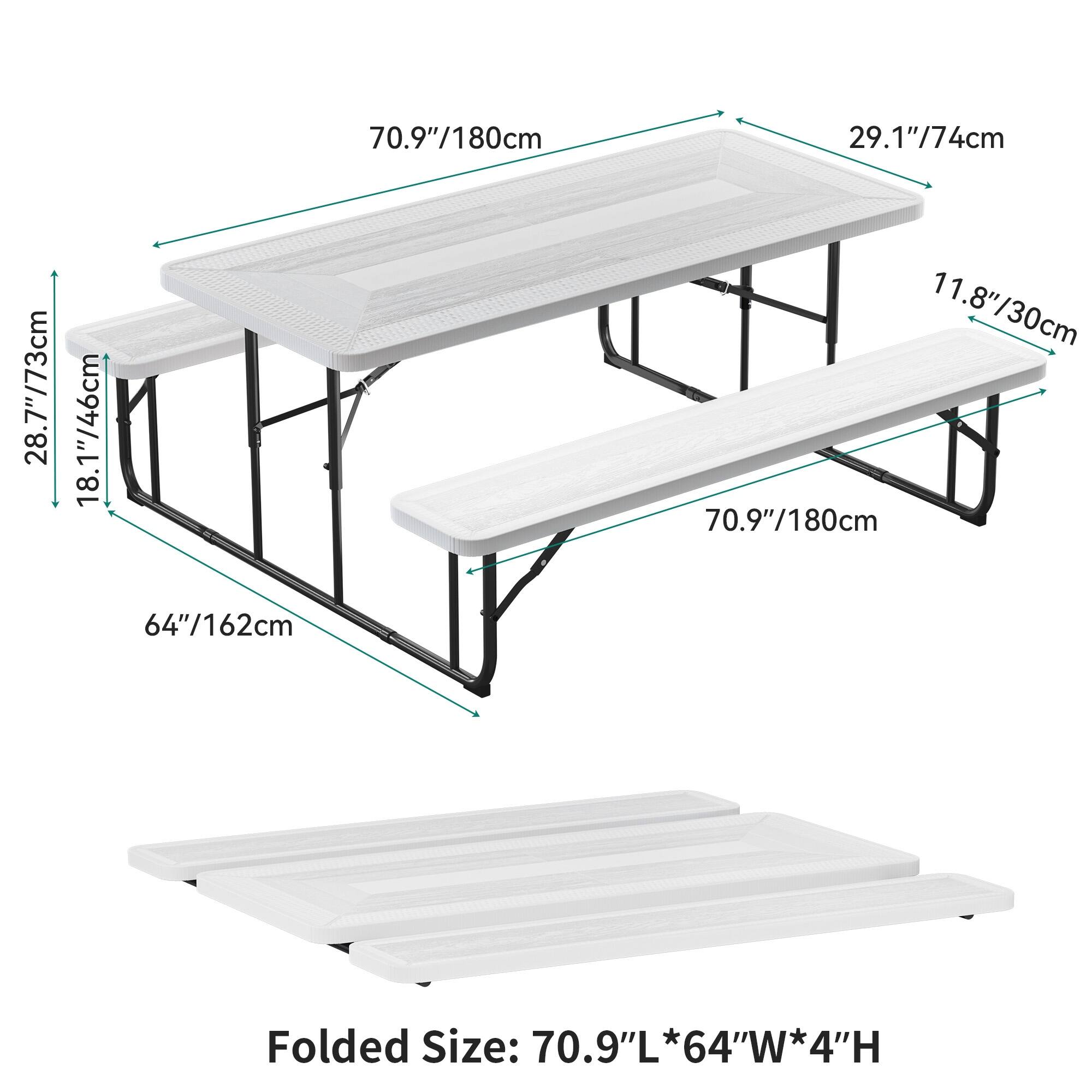 Moasis 6FT 8Person Patio Picnic Table Set with Woven Texture On Sale