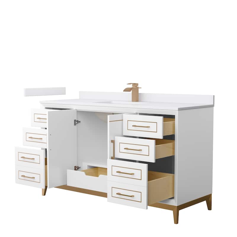 Marlena 60-Inch Single Vanity Set, Cultured Marble Top