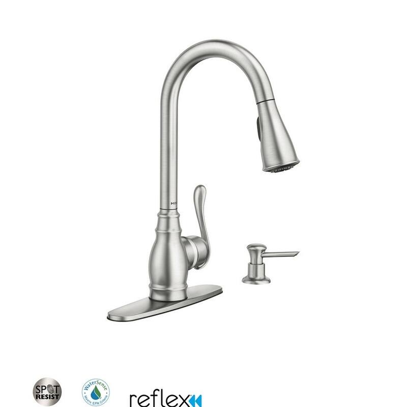 Moen Anabelle Single Handle Kitchen Faucet with Pullout Spray and Soap - Spot Resist Stainless