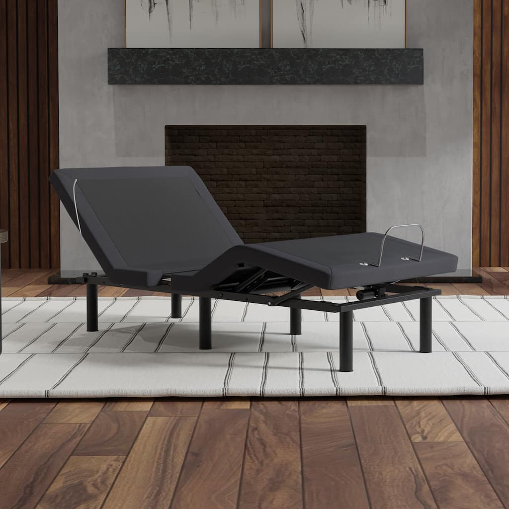 Twin XL Size Metal Adjustable Platform Bed Base with Voice Command, LED Lights, Zero Clearance, and USB Ports