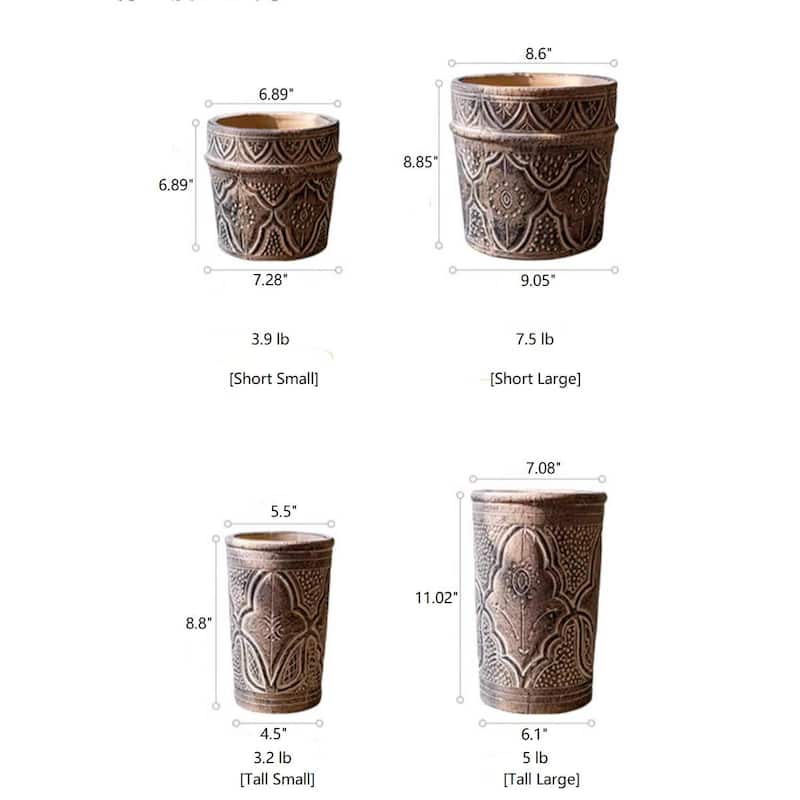 RusticReach Classic Element Art Planter Clay Flowerpot - [C]-Tall Small