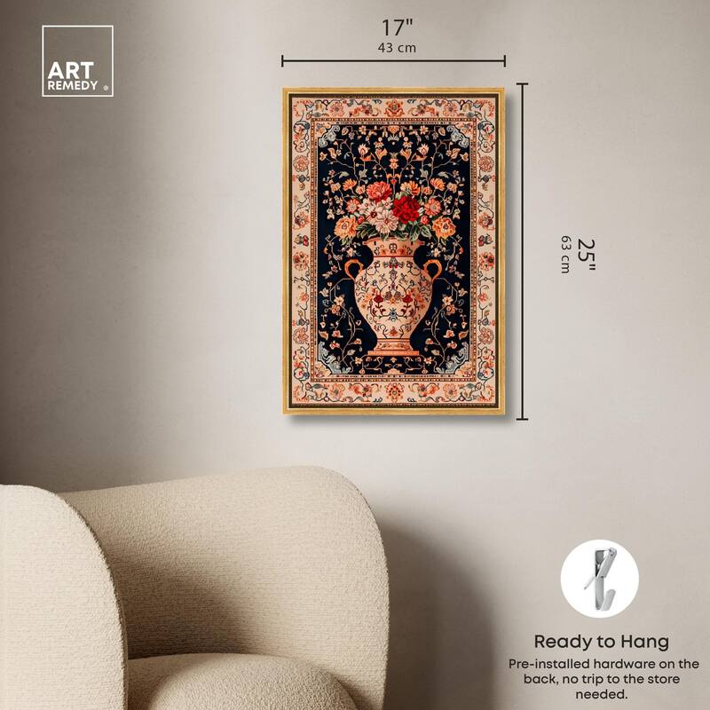 Persian Vase and Flowers Canvas by Art Remedy