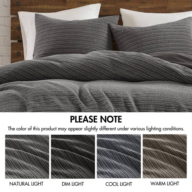 3PCS King/Cal King Waffle Washed Duvet Set