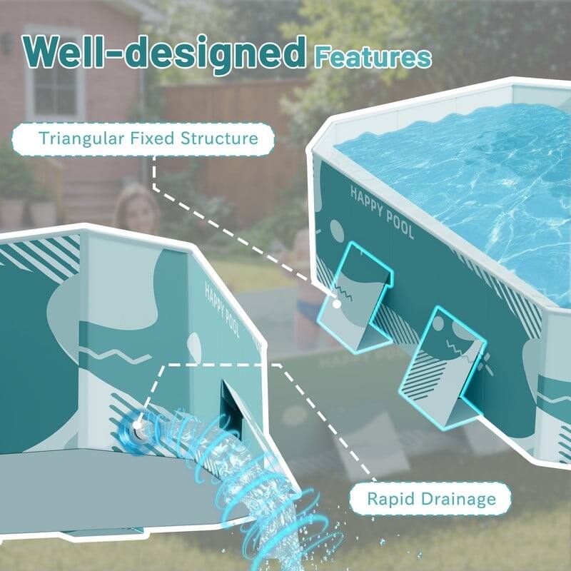 Homall Foldable Above Ground Swimming Pool Portable Outdoor Inflatable-free Pools