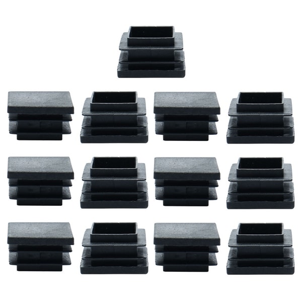 13pcs 30 x 30mm Plastic Square Ribbed Tube Inserts End Covers Cap