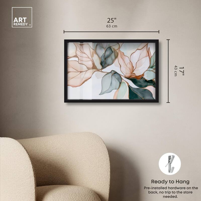 Golden Veined Leaves I Shadowbox by Art Remedy
