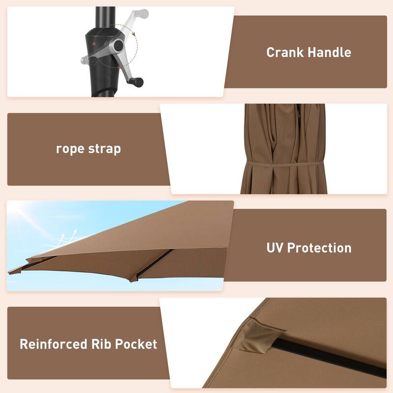 Autlaycil 15 ft Patio Umbrella with Base & 48 LED lights for Outdoor Umbrella