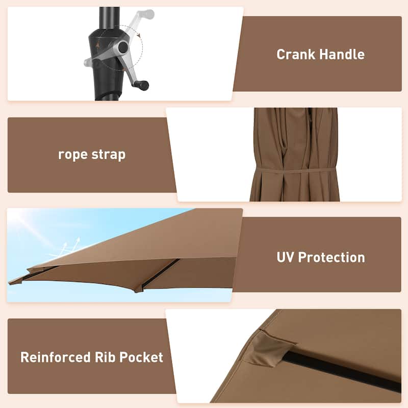 Autlaycil 15ft Patio Umbrella with Base,Large Outdoor Rectangle Double-Sided Umbrella