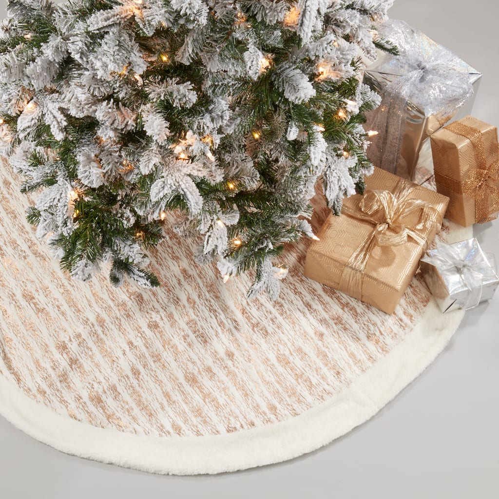 Enchanted Frost Foil Print Faux Fur Tree Skirt