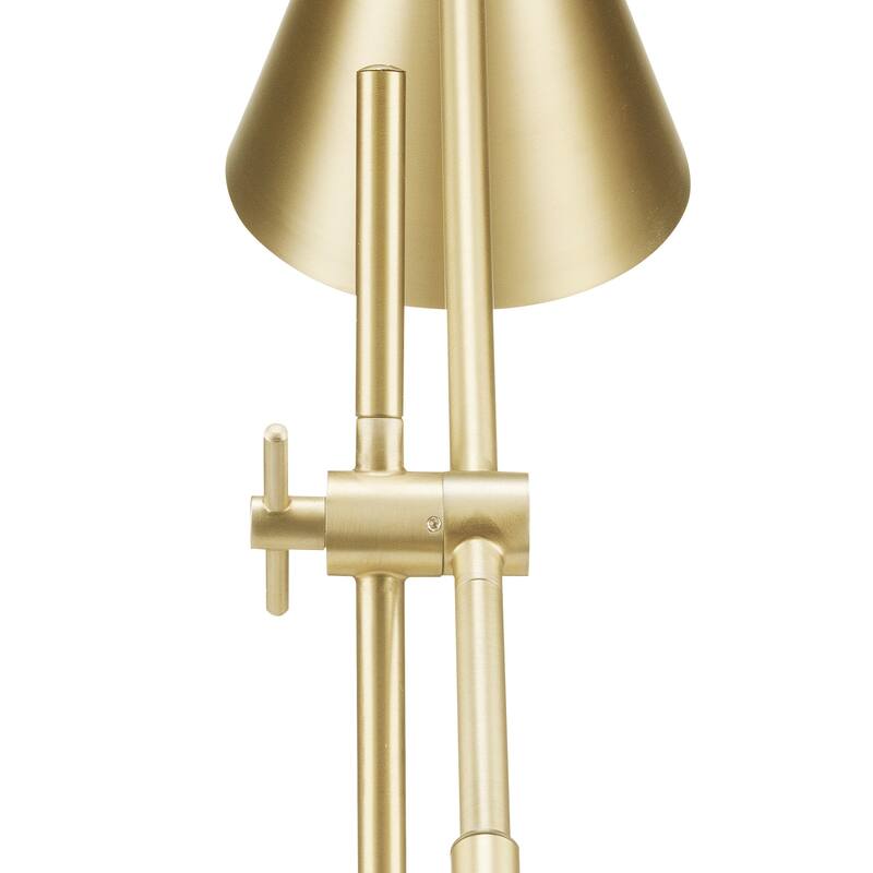Novogratz x Globe Tacoma 18" Desk Lamp, Matte Brass, Adjustable Height, Balance Arm, Brass, Rotary Switch on Shade