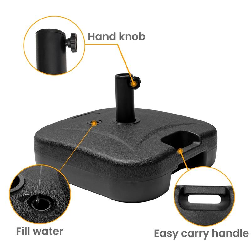 10 x 6.5 FT Rectangular Double Top Patio Market Umbrella with Black Base Weight Stand