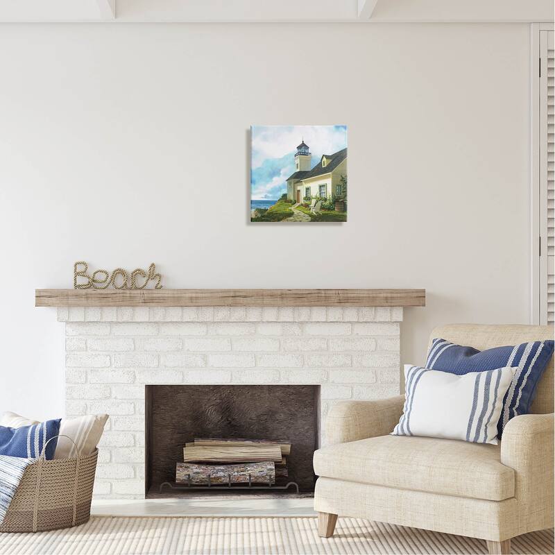 Stupell Coastal Lighthouse Beacon House Canvas Wall Art by Michael Humphries