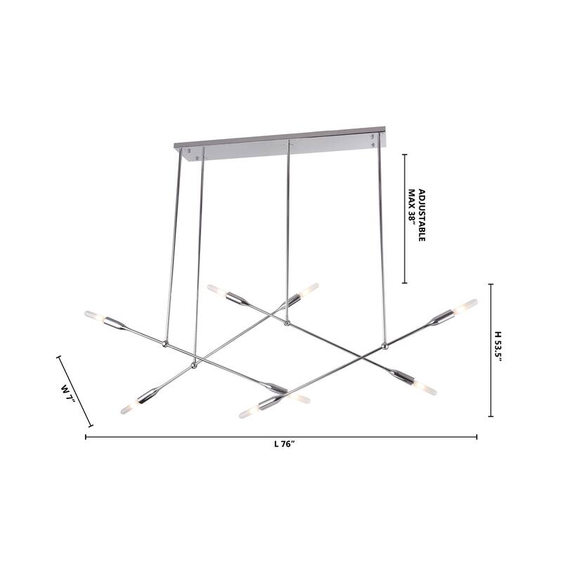 8-Light Chrome Iron Chandelier With Stick Arms