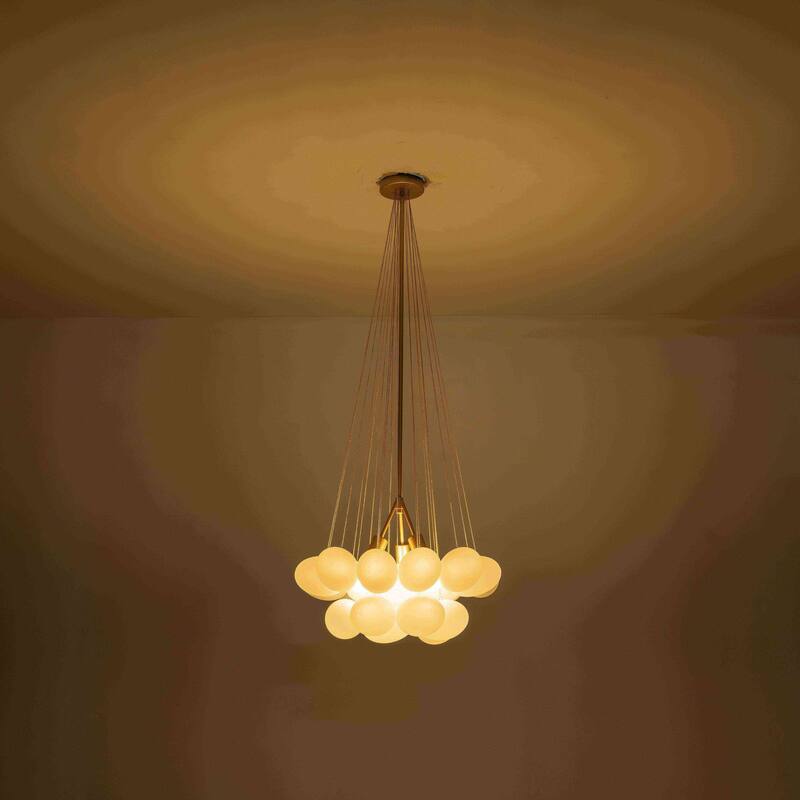 21 - Light Dimmable Frosted Glass Chandelier - 23.6 in. W x 48 in. H